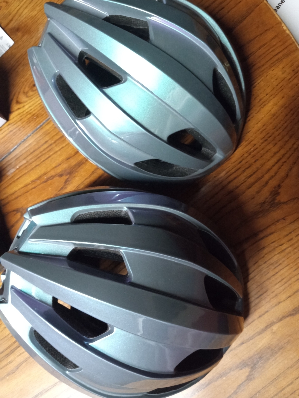 2 Bicycle Helmets New Size Medium Veltuno Metallic Gray With Lights- Set of 2